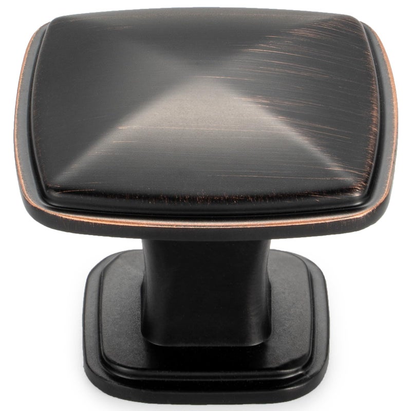 KOOFIZO 10 Pack Oil Rubbed Bronze Cabinet Knobs Bronze Drawer Knobs K02 Square Single Hole Cabinet Pulls for Cabinets Drawer Dresser Cupboard Bedroom Closet Bathroom Vanity - Image 1